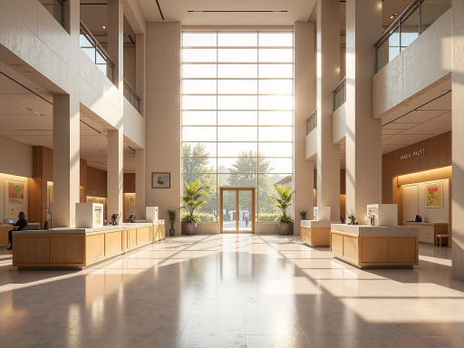 金融机构办公环境，现代化银行大厅，客户服务区域